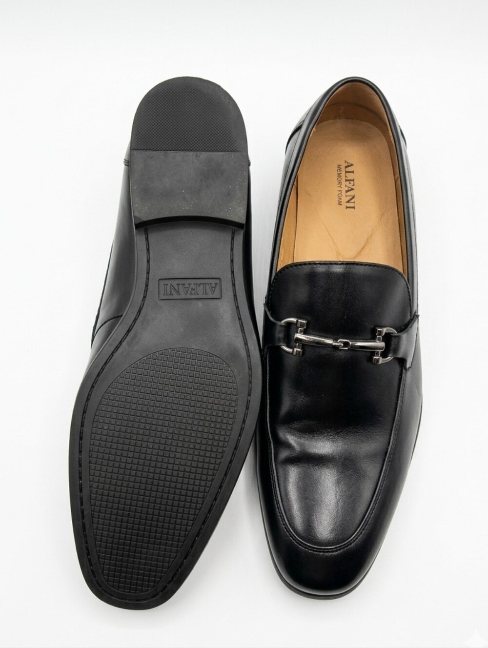 Alfani Men’s Black Bit Loafers Size 13M Memory Foam Slip On Dress Shoes